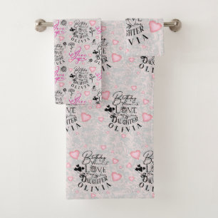 Dochter Verjaardag Calligrafie Aangepaste Naam Mod Bad Handdoek