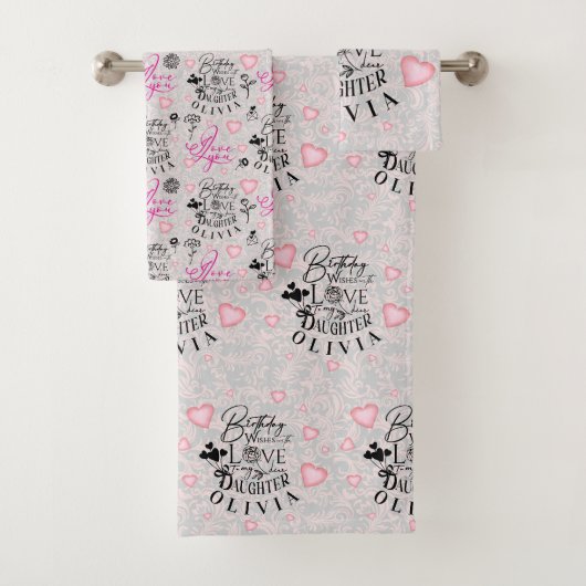 Dochter Verjaardag Calligrafie Aangepaste Naam Mod Bad Handdoek (Insitu)