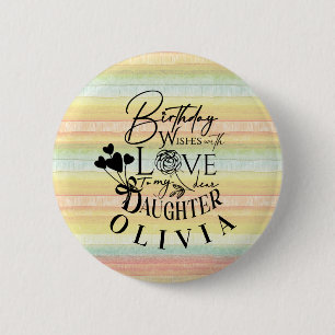 Dochter Verjaardag Calligrafie Aangepaste Naam Mod Ronde Button 5,7 Cm