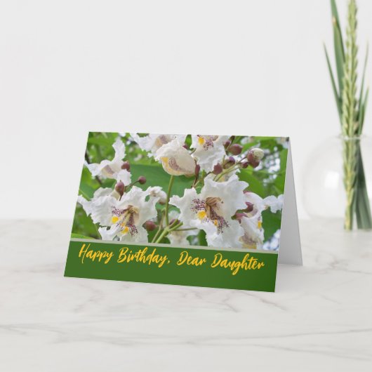 Dochter Verjaardag Custom Naam met Catalpa Blooms Kaart (Voorkant)