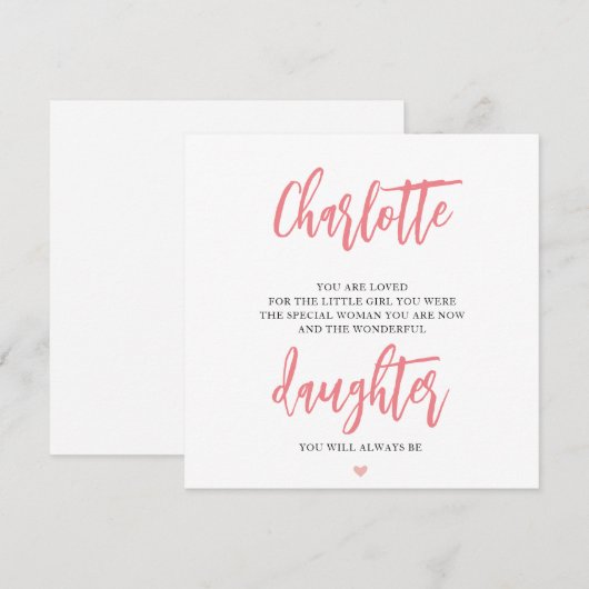 Dochter Verjaardag Kaart Gedicht (Voorkant / Achterkant)