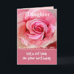 Dochter Verjaardag met Pastel Roze Rose en Kant Kaart<br><div class="desc">Deze verjaardagskaart met zijn pastelroze roos en kant is een zoete manier om je zeer speciale dochter een fijne verjaardag te wensen.</div>