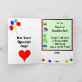 Dochter Verjaardagsballonnen Cupcakes NAAM Kaart (Binnen)