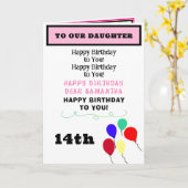 Dochter Verjaardagsballonnen Cupcakes NAAM Kaart (Gele Bloem)