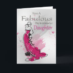 Dochter, Verjaardagsgroet met Vrouw, kaart<br><div class="desc">Hedendaagse verjaardagsgroet met Vrouw in een stijlvolle jurk,  met gemengde kleuren en schetsstijl,  met waterverf splash op een gemengde grijze achtergrond.</div>