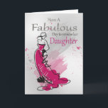 Dochter, Verjaardagsgroet met Vrouw, kaart<br><div class="desc">Hedendaagse verjaardagsgroet met Vrouw in een stijlvolle jurk,  met gemengde kleuren en schetsstijl,  met waterverf splash op een gemengde grijze achtergrond.</div>