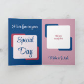 Dochter voeg de naam toe blauw roze verjaardag kaart (Binnen)