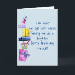 Dochter voor moeder van vader Birthday Funny Feestdagen Kaart<br><div class="desc">Het kan worden gepersonaliseerd door op de knop Aanpassen te klikken en de naam, initialen of woorden te wijzigen. U kunt de tekstkleur en de stijl ook veranderen of de tekst voor een slechts ontwerp van het afbeelding schrappen. Neem contact met me op colorflowcreations@gmail.com als je dit ontwerp op een...</div>