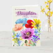 Dochter Waterverf Wilde Bloemen Verjaardag Kaart (Gele Bloem)