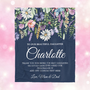 Dochter Wilde Bloemen Gepersonaliseerd Bericht Fleece Deken