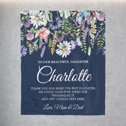 Dochter Wildflower gepersonaliseerd bericht Fleece Deken