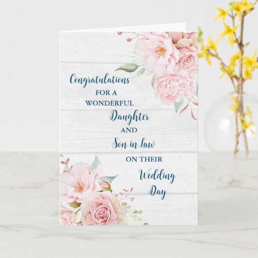 Dochter & Zoon in de Wet Trouwdag Gefeliciteerd Kaart (Gele Bloem)