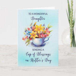 Dochterbeker van Zegeningen en Bloemen Moederdag Kaart