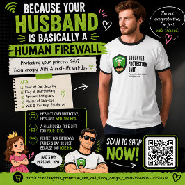 Dochterbeschermingseenheid Papa Grappig Ontwerp T-shirt