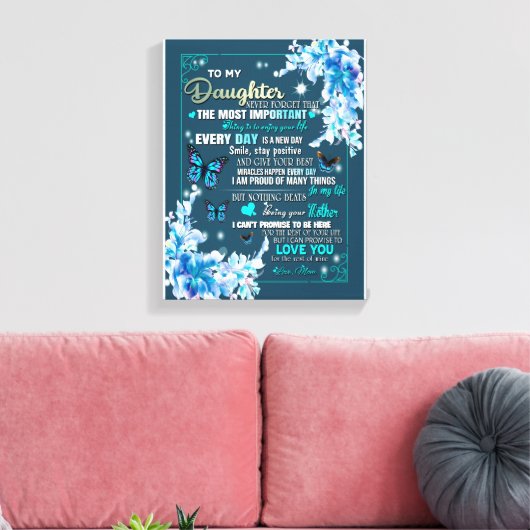 Dochtercadeau | Brief aan mijn dochter van mama Canvas Afdruk (Insitu (Woonkamer))