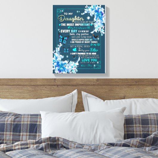 Dochtercadeau | Brief aan mijn dochter van mama Canvas Afdruk (Insitu (Slaapkamer))