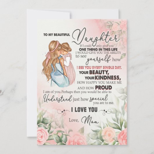 Dochtercadeau | Brief aan mijn dochter van mama Feestdagenkaart (Voorkant)