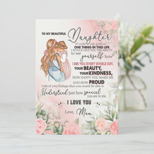 Dochtercadeau | Brief aan mijn dochter van mama Feestdagenkaart (Staand voorkant)