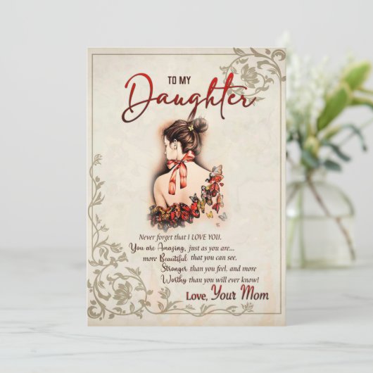 Dochtercadeau | Brief aan mijn dochter van mama Feestdagenkaart (Staand voorkant)