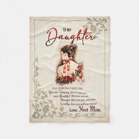 Dochtercadeau | Brief aan mijn dochter van mama Fleece Deken (Voorkant)