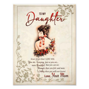 Dochtercadeau   Brief aan mijn dochter van mama Foto Afdruk