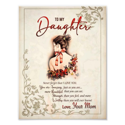 Dochtercadeau | Brief aan mijn dochter van mama Foto Afdruk (Voorkant)