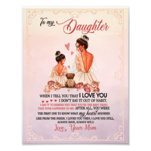 Dochtercadeau   Brief aan mijn dochter van mama Foto Afdruk