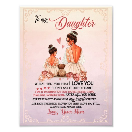 Dochtercadeau | Brief aan mijn dochter van mama Foto Afdruk (Voorkant)