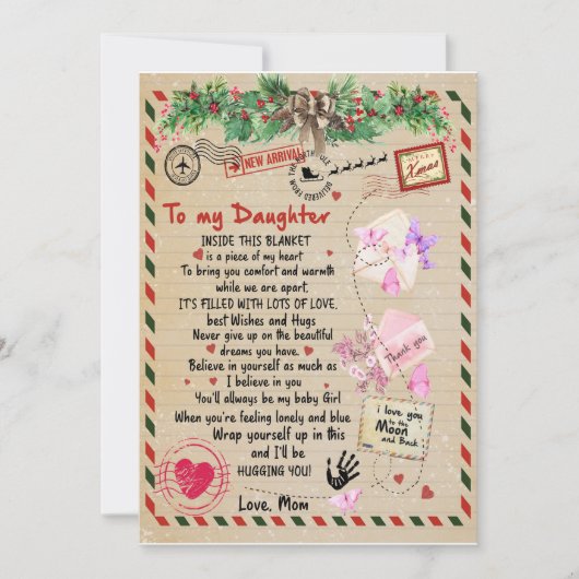 Dochtercadeau | Brief aan mijn dochter van mama Kaart (Voorkant)