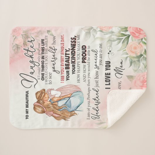 Dochtercadeau | Brief aan mijn dochter van mama Sherpa Deken (Voorkant (horizontaal))