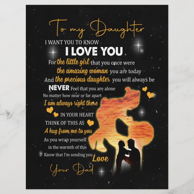 Dochtercadeau |Brief aan mijn dochter van papa Briefhoofd (Voorkant)