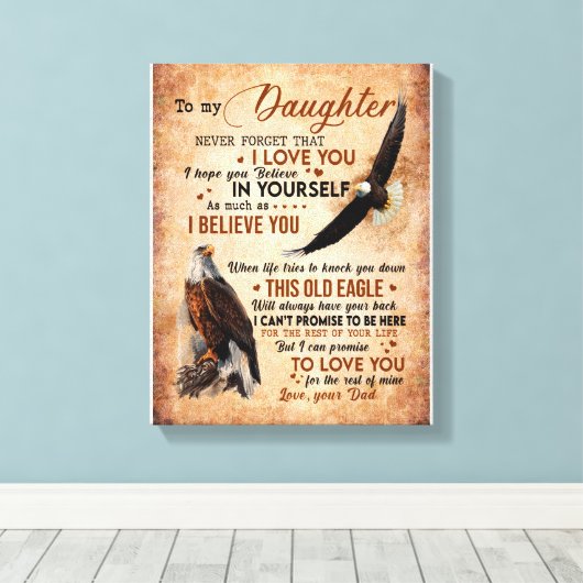 Dochtercadeau | Brief aan mijn dochter van papa Canvas Afdruk (Insitu (Houten vloer))