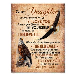 Dochtercadeau   Brief aan mijn dochter van papa Foto Afdruk