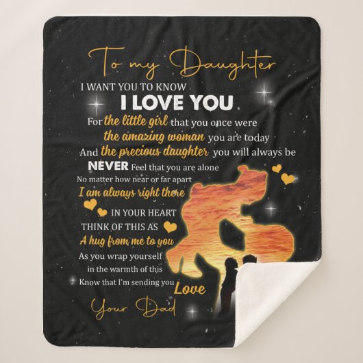 Dochtercadeau |Brief aan mijn dochter van papa Sherpa Deken (Voorkant)