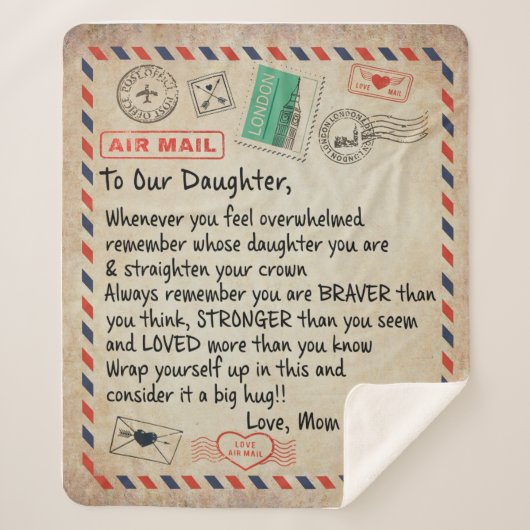 Dochtercadeau | Naar onze dochter-liefde van mama Sherpa Deken (Voorkant)