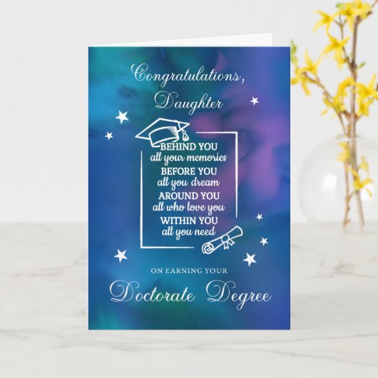 Dochterdoctoraat PhD Afstuderen gefeliciteerd Kaart (Gele Bloem)