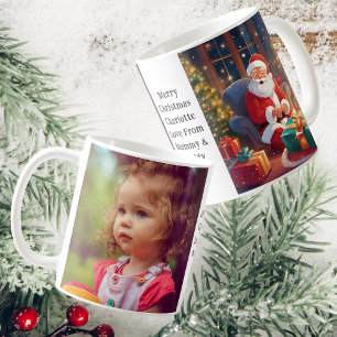 Dochterfoto   De Kerstman bij het vuur   witte kof Koffiemok