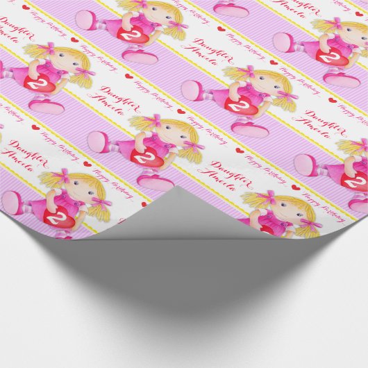 Dochternaam lap pop 2e verjaardag wrap cadeaupapier (Hoek)