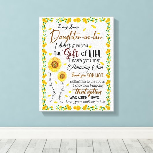 Dochterovers | Naar mijn beste dochter in de wet Canvas Afdruk (Insitu (Houten vloer))