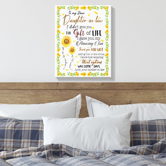 Dochterovers | Naar mijn beste dochter in de wet Canvas Afdruk (Insitu (Slaapkamer))
