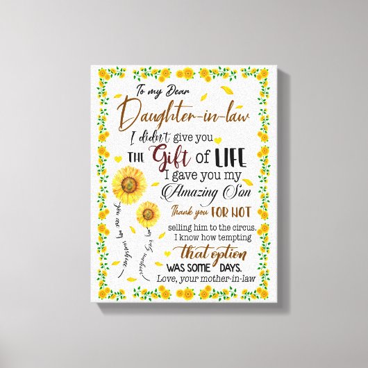 Dochterovers | Naar mijn beste dochter in de wet Canvas Afdruk (Voorkant)
