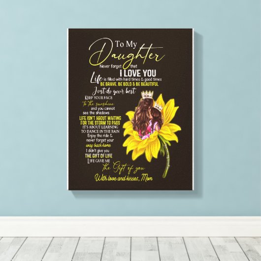 Dochterovers | Naar mijn dochter-liefdesmoeder Canvas Afdruk (Insitu (Houten vloer))