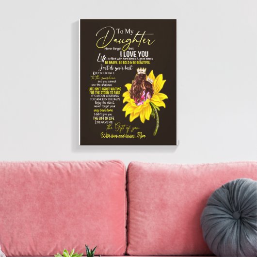 Dochterovers | Naar mijn dochter-liefdesmoeder Canvas Afdruk (Insitu (Woonkamer))