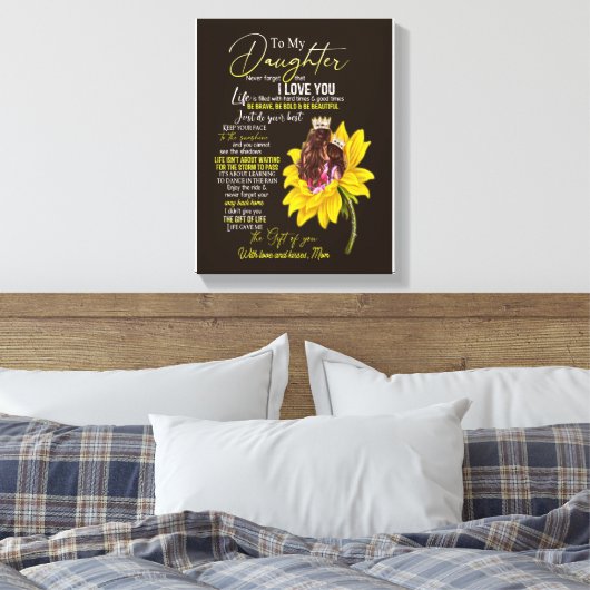 Dochterovers | Naar mijn dochter-liefdesmoeder Canvas Afdruk (Insitu (Slaapkamer))