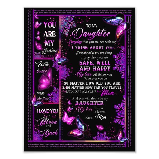 Dochterovers | Naar mijn dochter-liefdesmoeder Foto Afdruk (Voorkant)