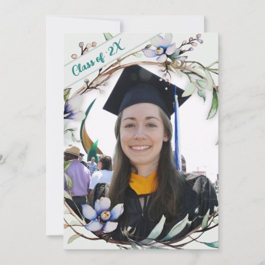 Dochters Afstuderen Natuur krans fotokaart Feestdagenkaart (Voorkant)