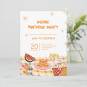 Dochter's Picknick Verjaardagsfeestuitnodiging Kaart (Staand voorkant)
