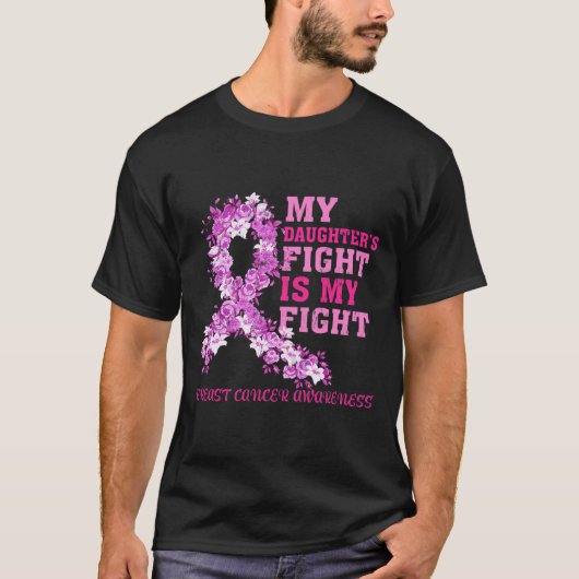 Dochter's Strijd Is Mijn Strijd Borstkanker Bewust T-shirt (Voorkant)