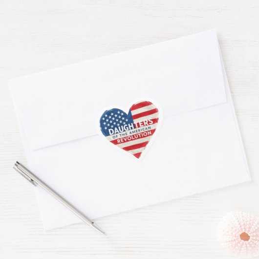 Dochters van de Amerikaanse Revolutie DAR VS Histo Hart Sticker (Envelop)