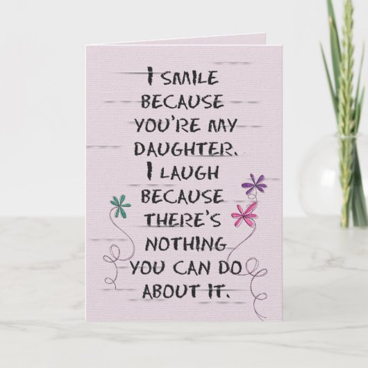 Dochter's Verjaardag met glitterbloemen Kaart (Voorkant)